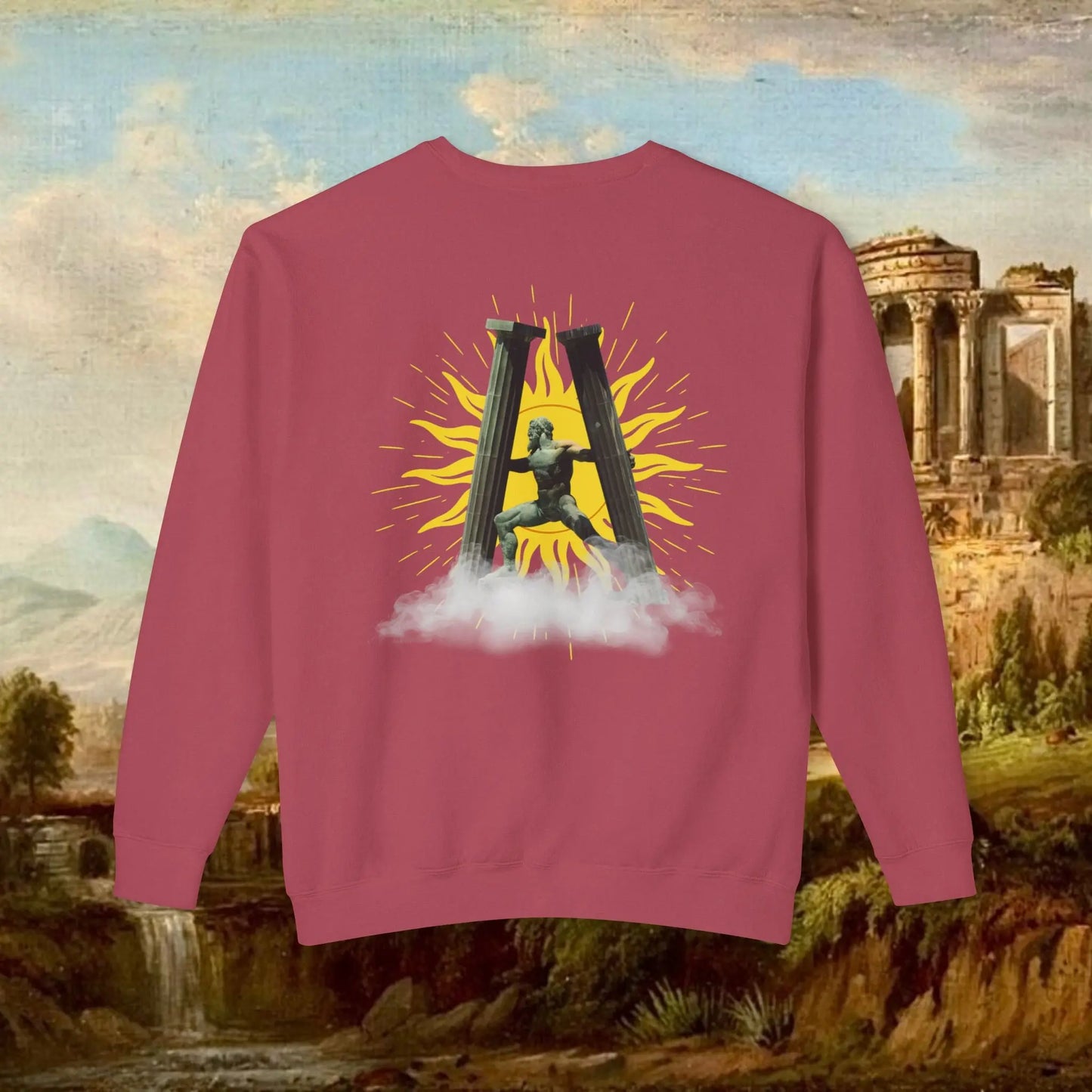 Sunrise pillars of Hercules crew neck Printify
