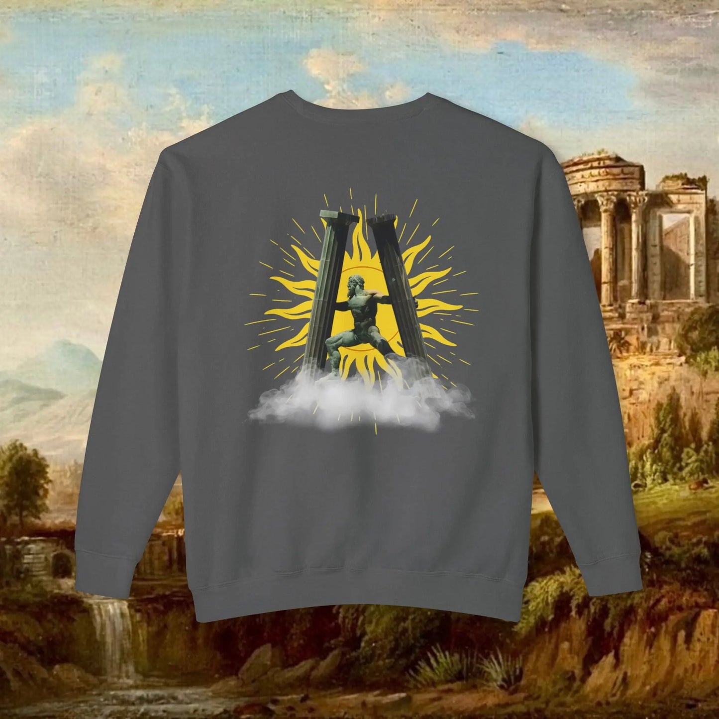 Sunrise pillars of Hercules crew neck Printify