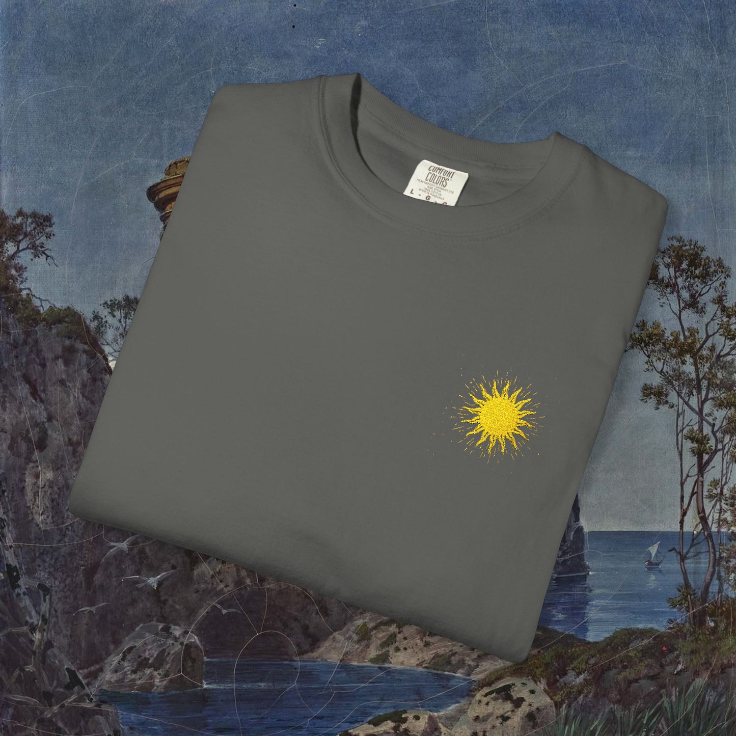 Vitality Sunrise Embroidered T-Shirt Printify