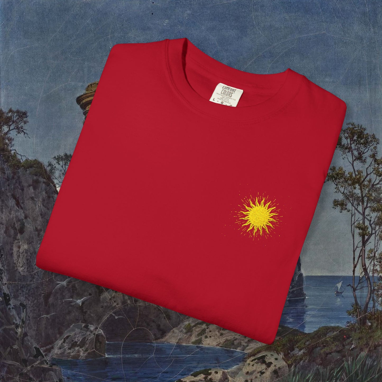 Vitality Sunrise Embroidered T-Shirt Printify