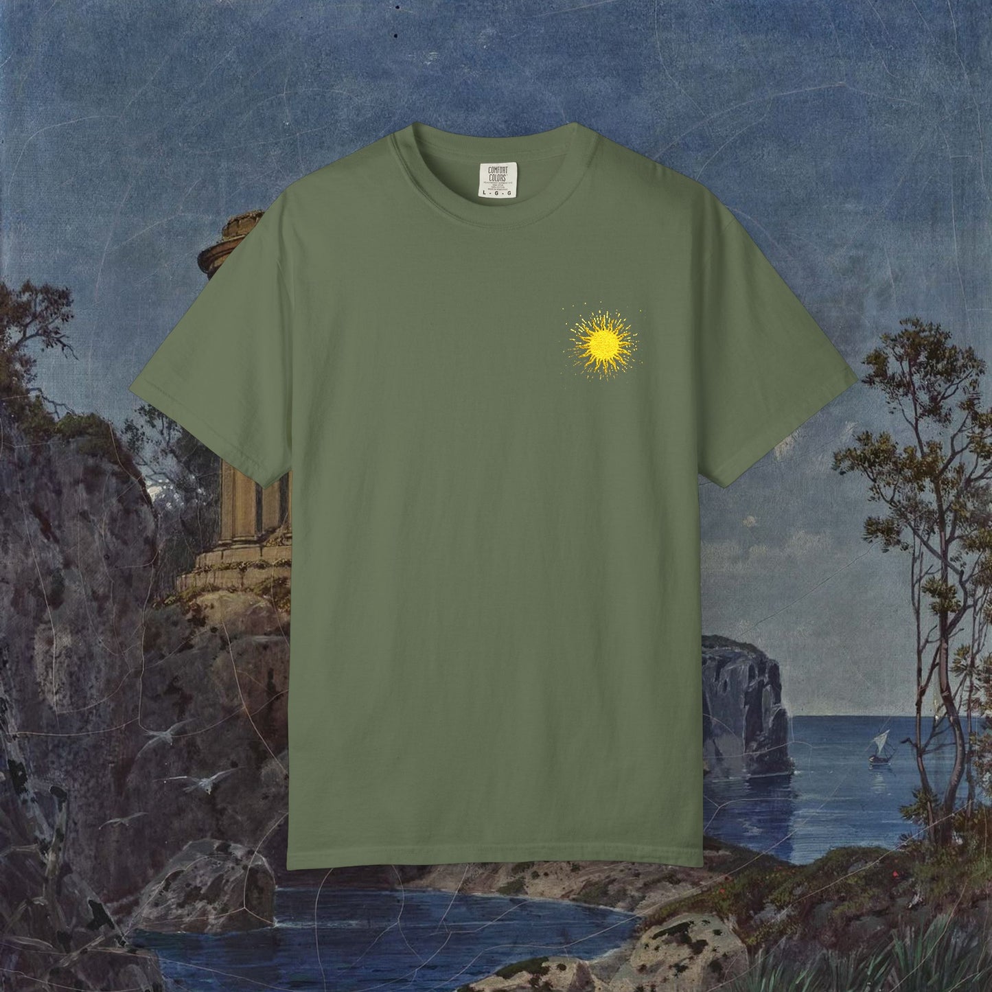 Vitality Sunrise Embroidered T-Shirt Printify