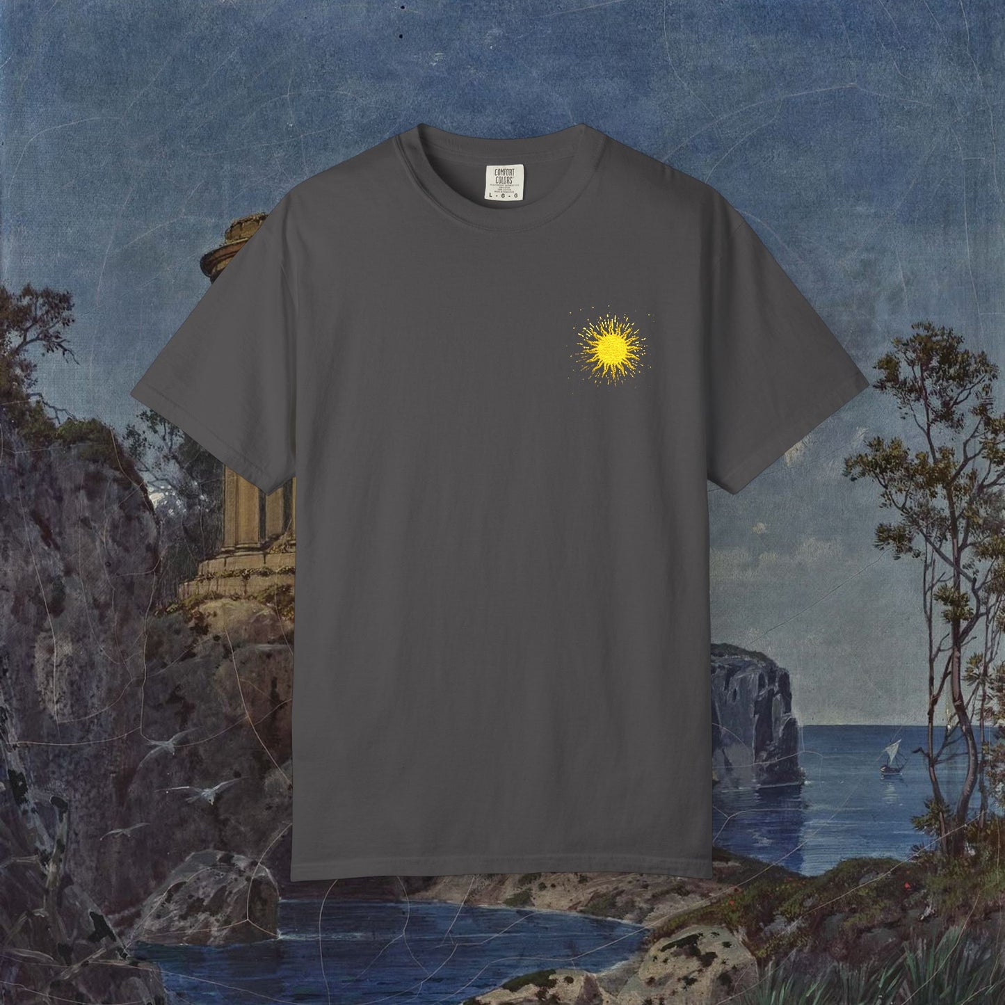 Vitality Sunrise Embroidered T-Shirt Printify