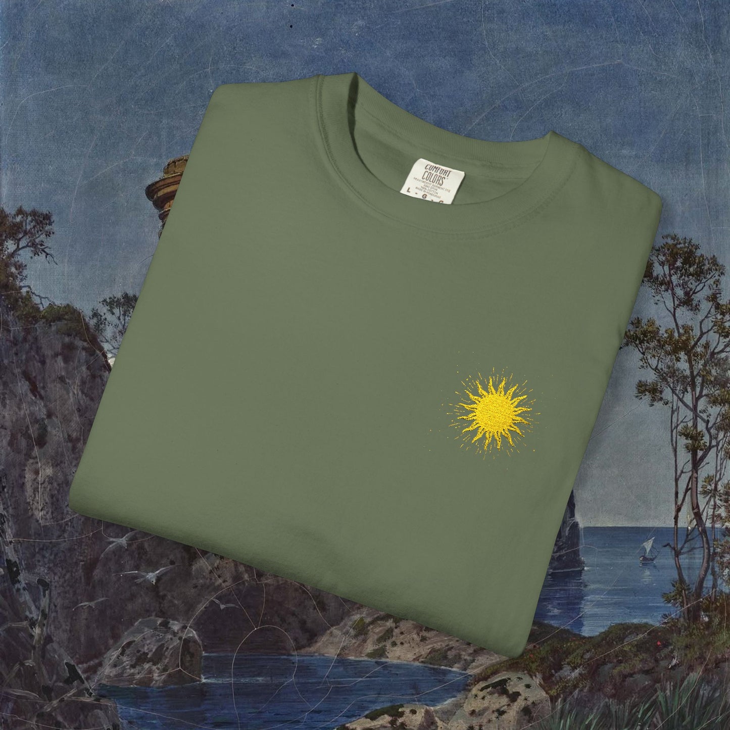Vitality Sunrise Embroidered T-Shirt Printify