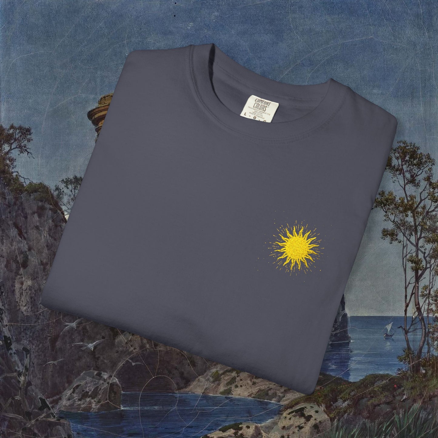 Vitality Sunrise Embroidered T-Shirt Printify