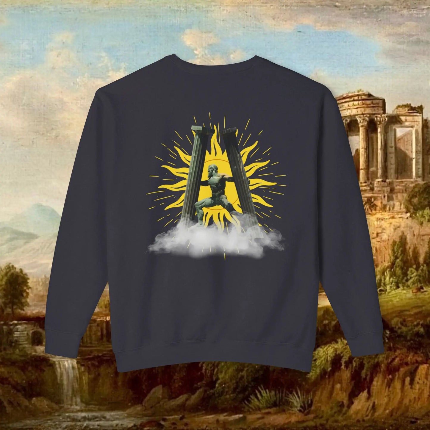 Sunrise pillars of Hercules crew neck Printify
