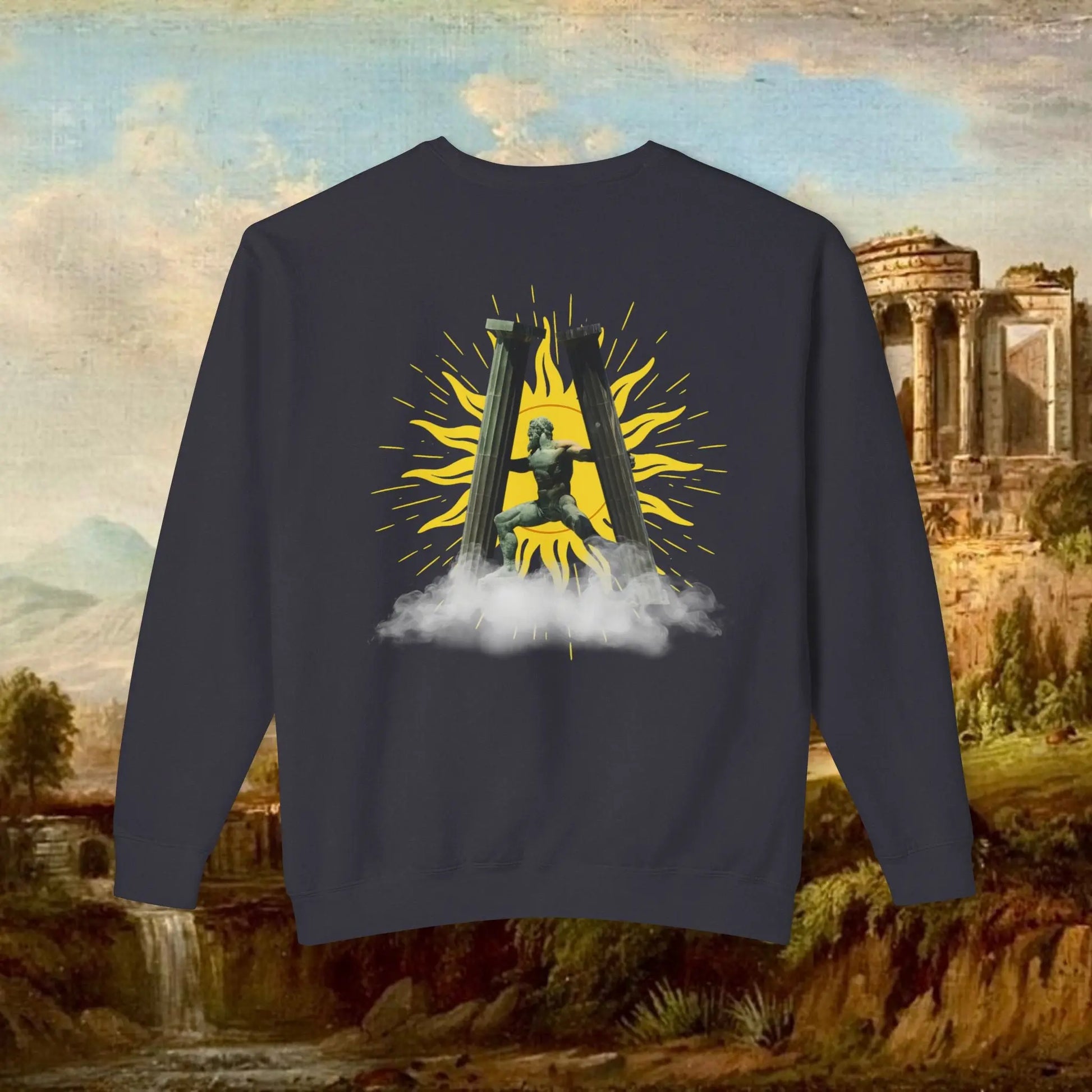 Sunrise pillars of Hercules crew neck Printify