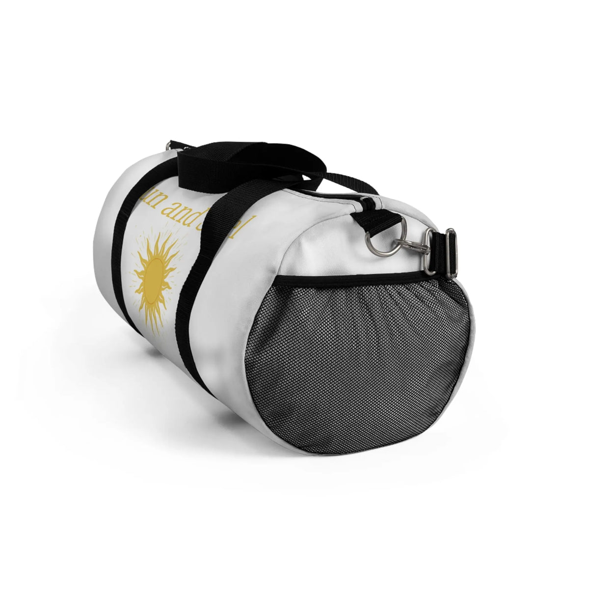 Sun and Steel Duffel Bag — Athletic Travel Gym Bag with Sun Emblem Printify