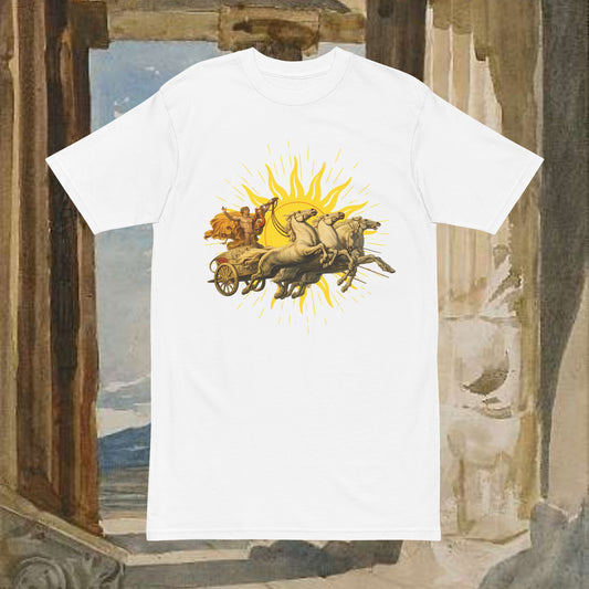 Mythic Sun Apollo Chariot T-Shirt — Apollo and his chariot cresting the rising sun.