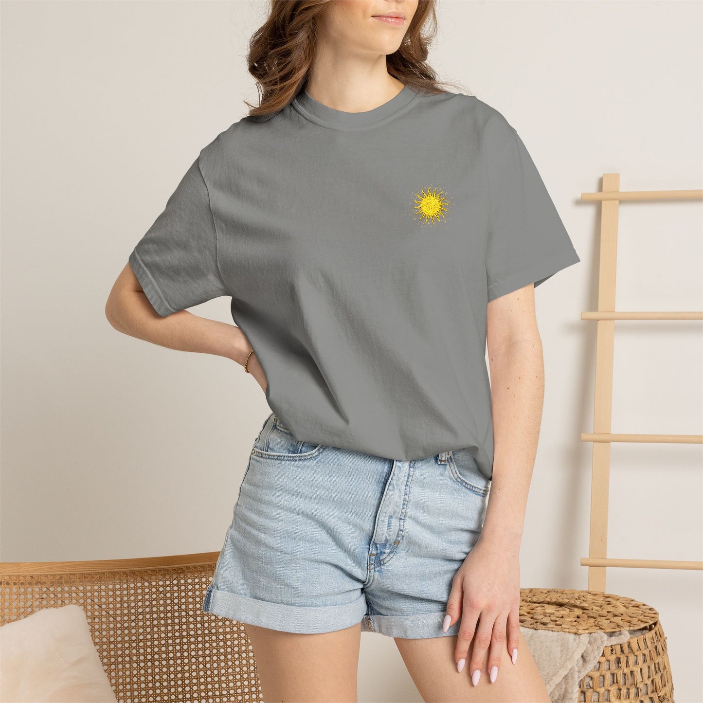 Vitality Sunrise Embroidered T-Shirt Printify