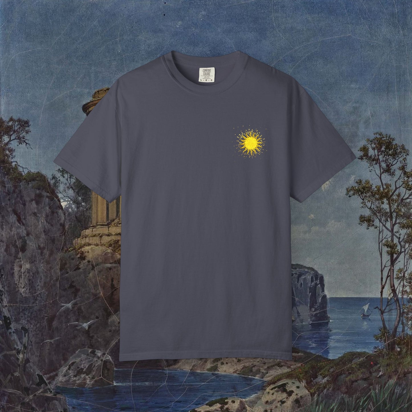 Vitality Sunrise Embroidered T-Shirt Printify