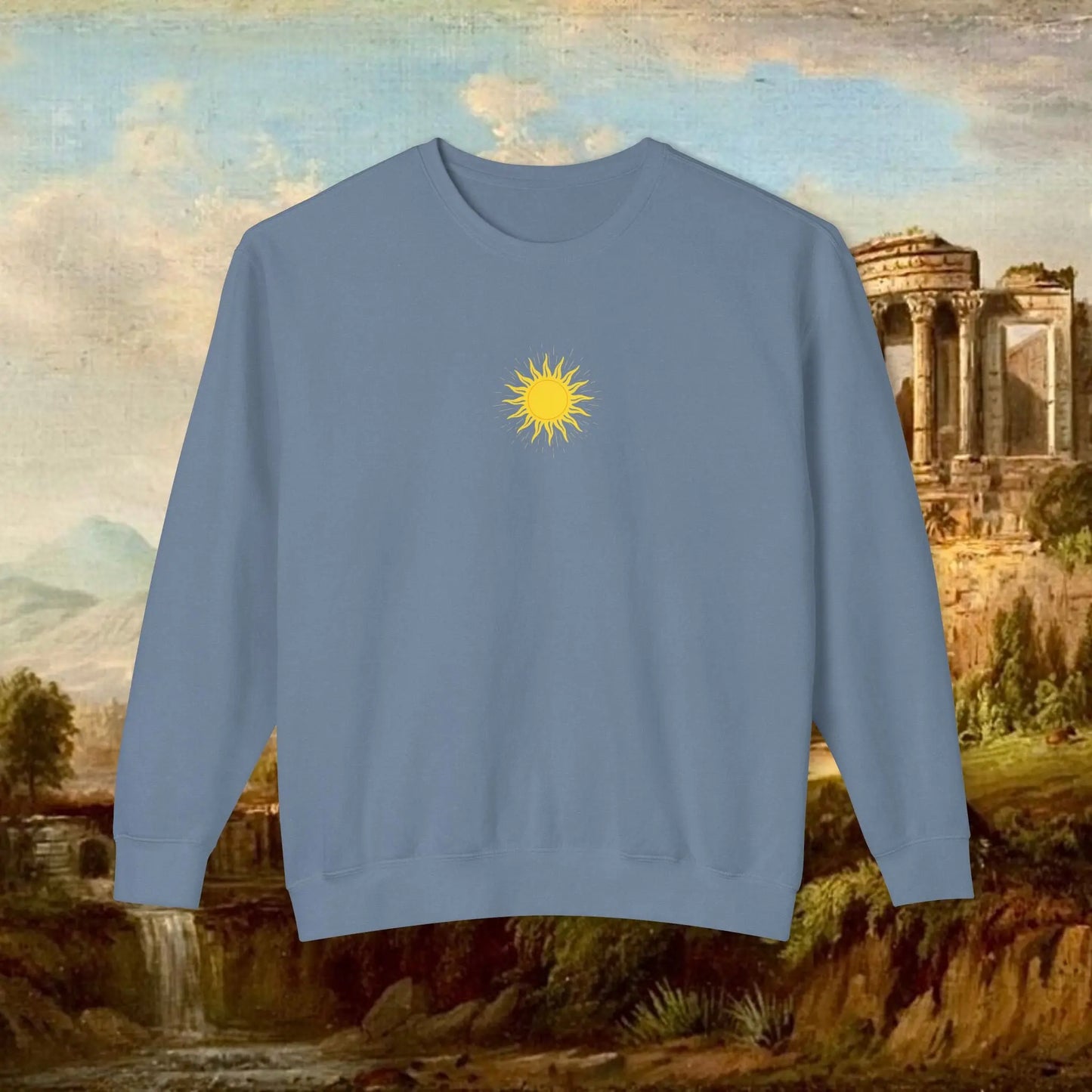 Sunrise pillars of Hercules crew neck Printify