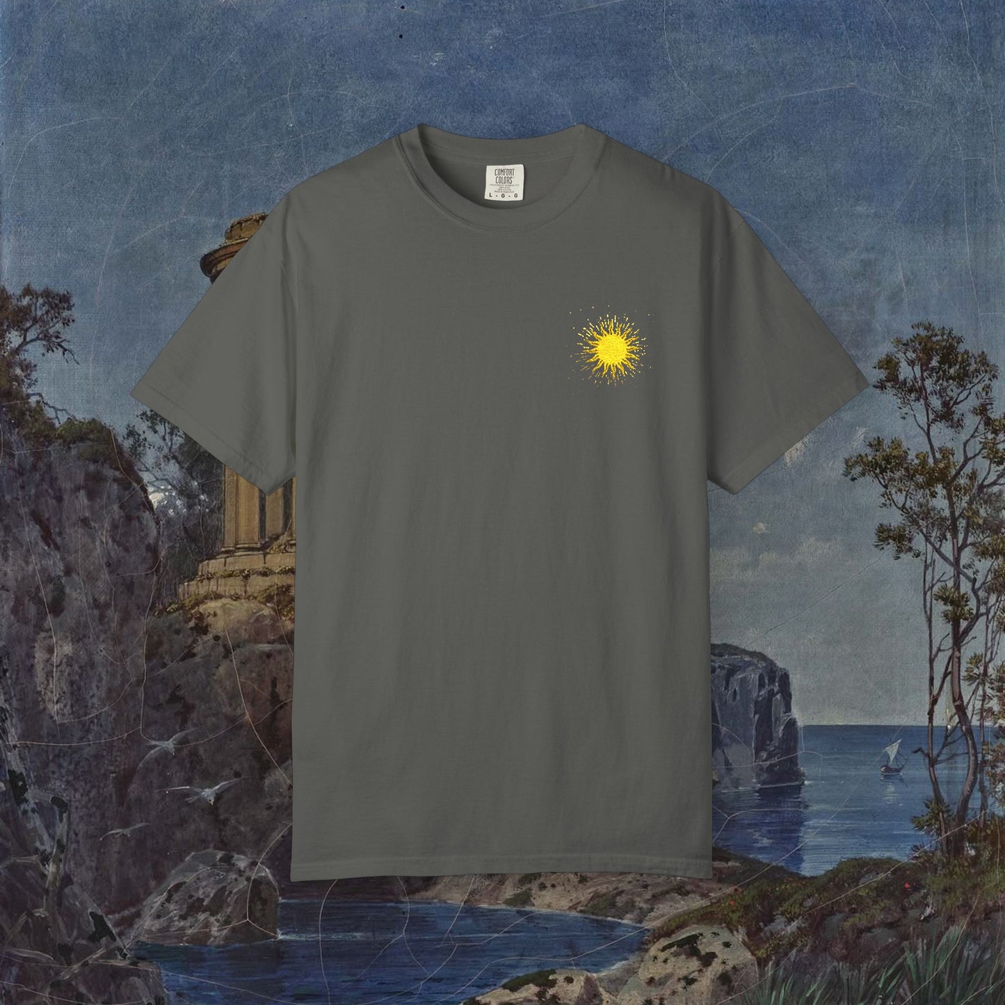 Vitality Sunrise Embroidered T-Shirt Printify