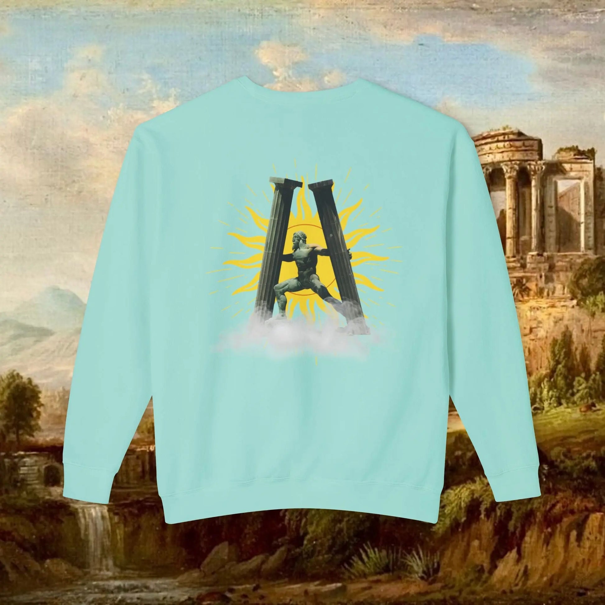 Sunrise pillars of Hercules crew neck Printify