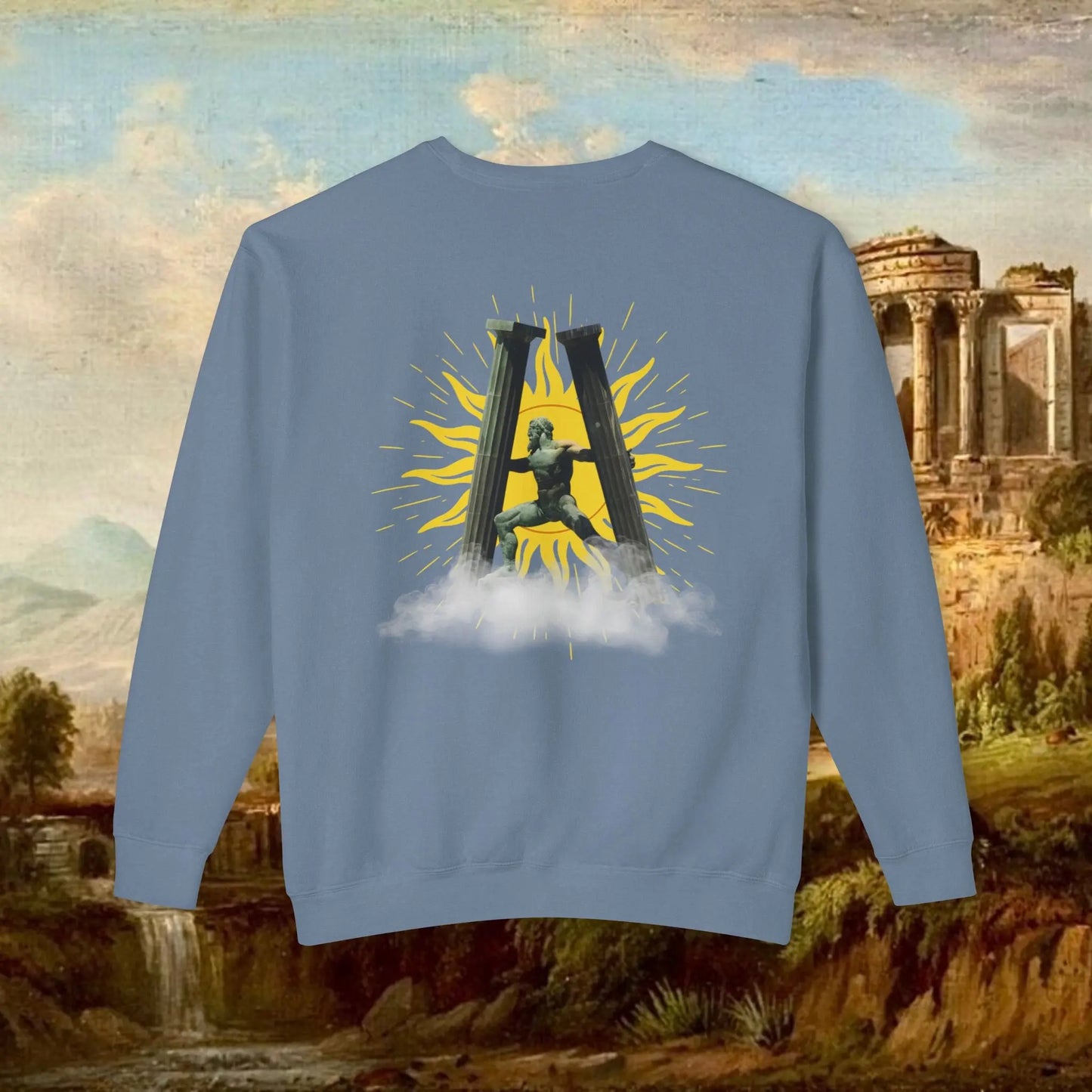Sunrise pillars of Hercules crew neck Printify