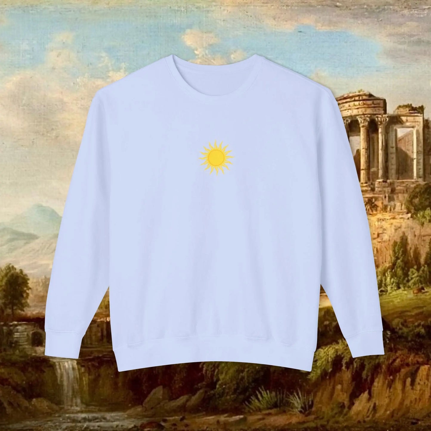 Sunrise pillars of Hercules crew neck Printify