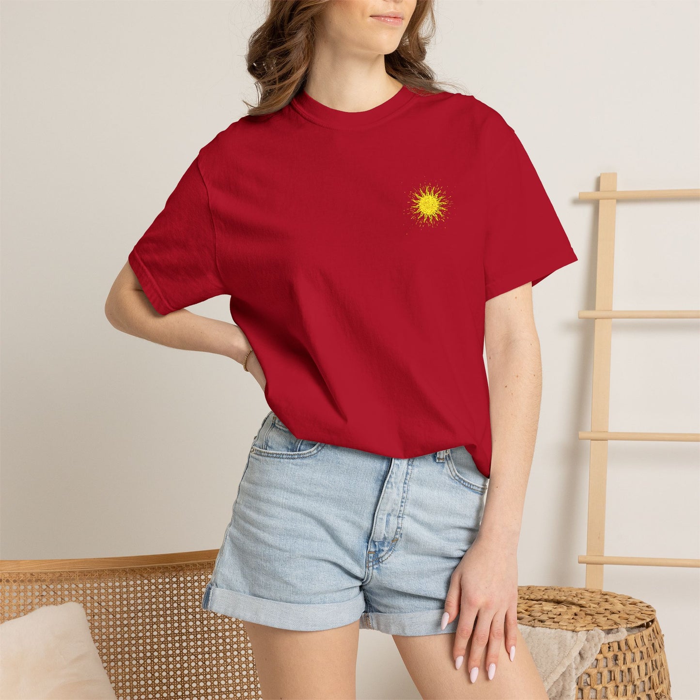Vitality Sunrise Embroidered T-Shirt Printify