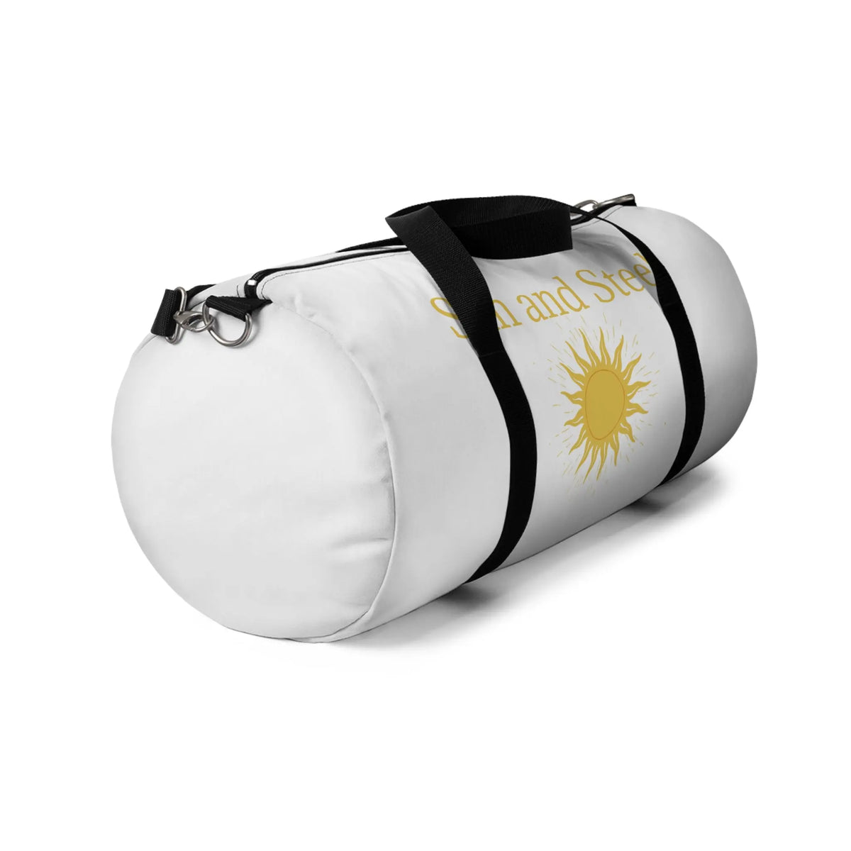 Sun and Steel Duffel Bag — Athletic Travel Gym Bag with Sun Emblem Printify