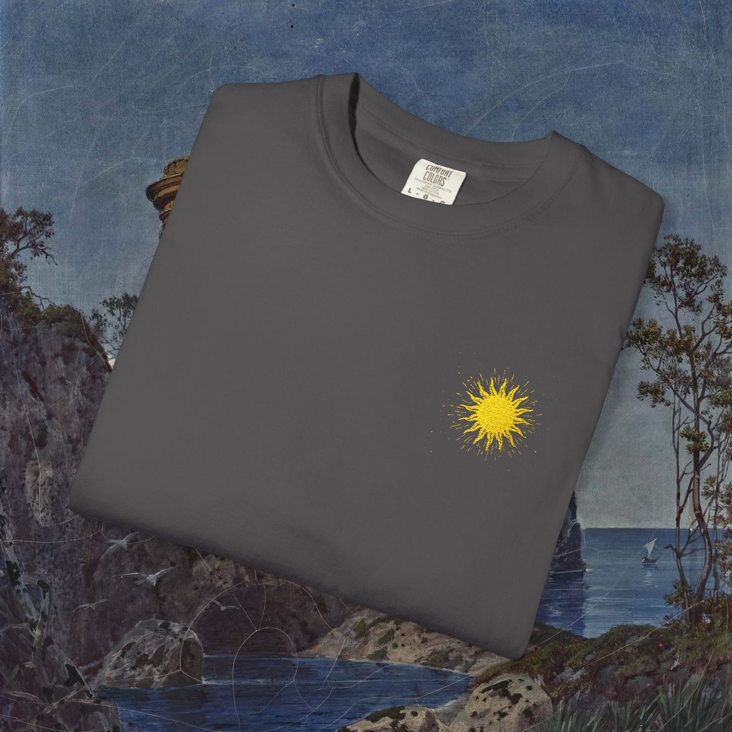 Vitality Sunrise Embroidered T-Shirt Printify