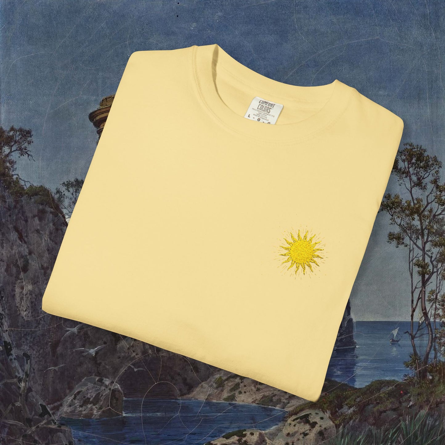 Vitality Sunrise Embroidered T-Shirt Printify