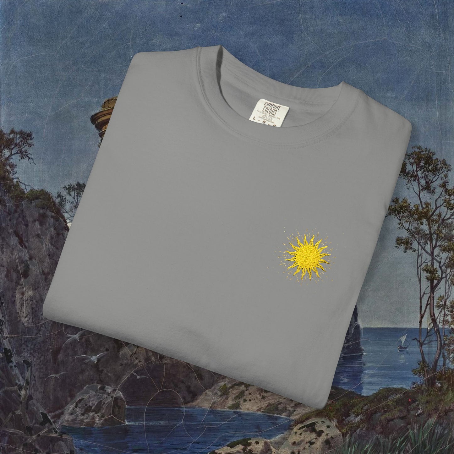 Vitality Sunrise Embroidered T-Shirt Printify