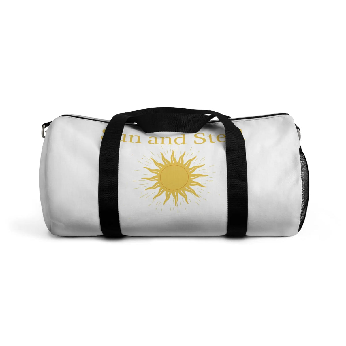 Sun and Steel Duffel Bag — Athletic Travel Gym Bag with Sun Emblem Printify
