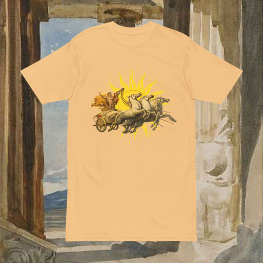 Mythic Sun Apollo Chariot T-Shirt — Apollo and his chariot cresting the rising sun.