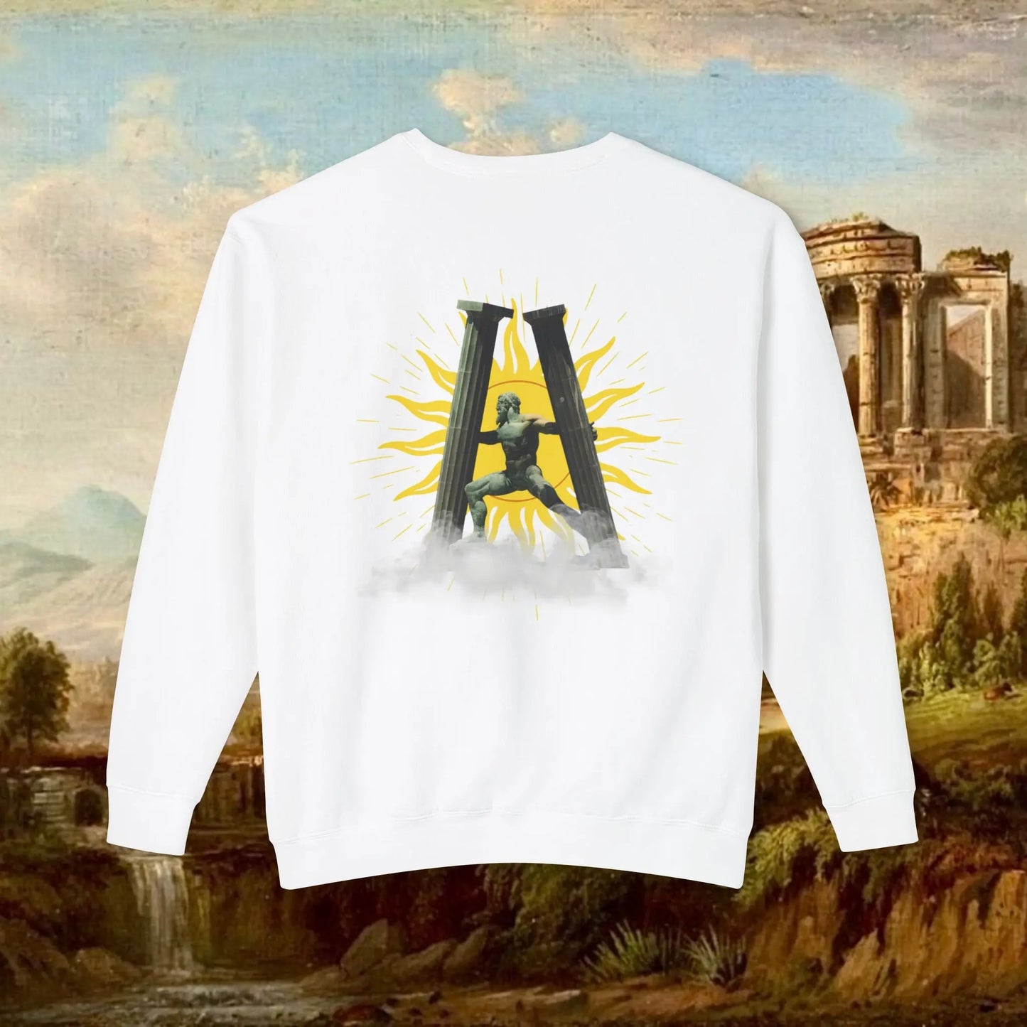 Sunrise pillars of Hercules crew neck Printify