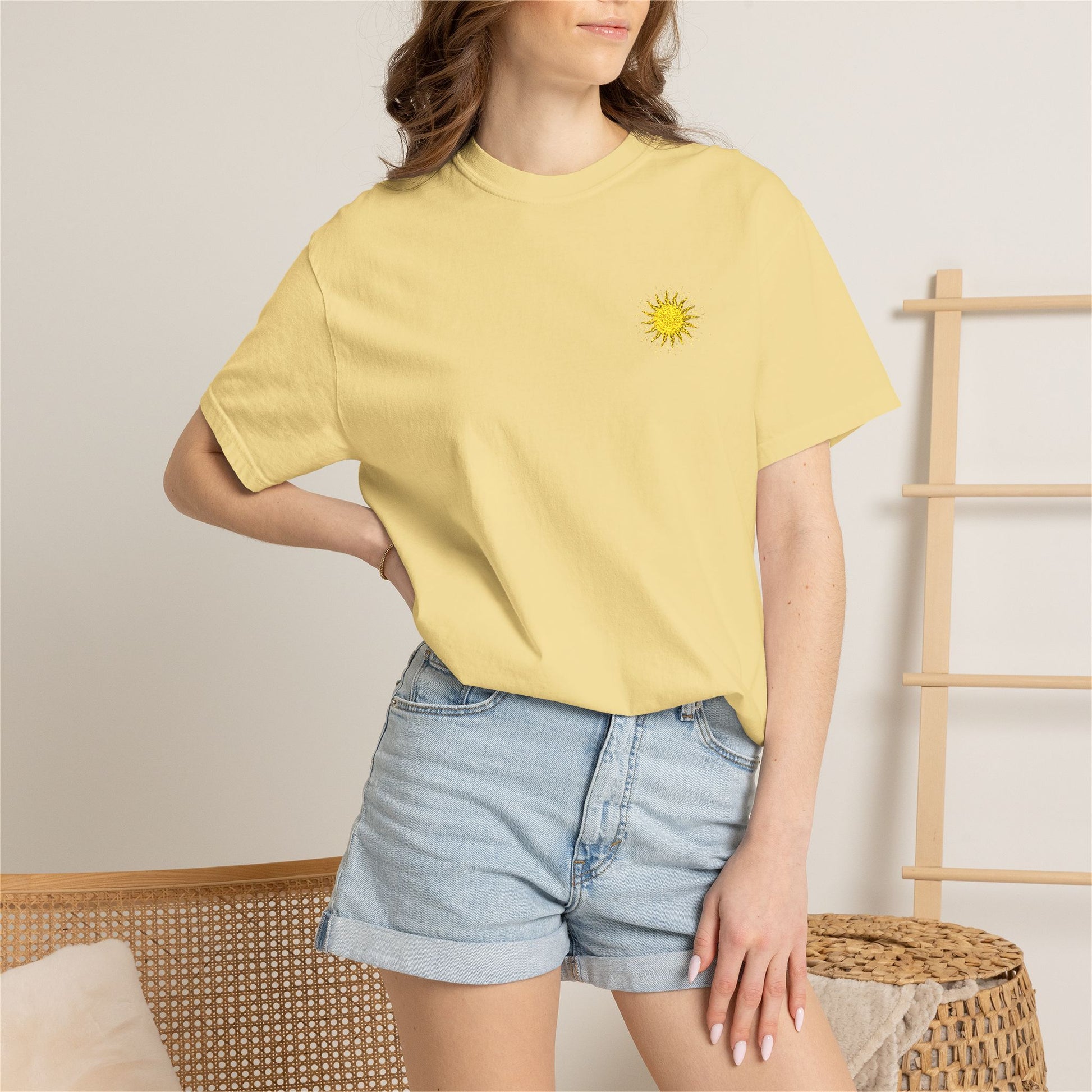 Vitality Sunrise Embroidered T-Shirt Printify
