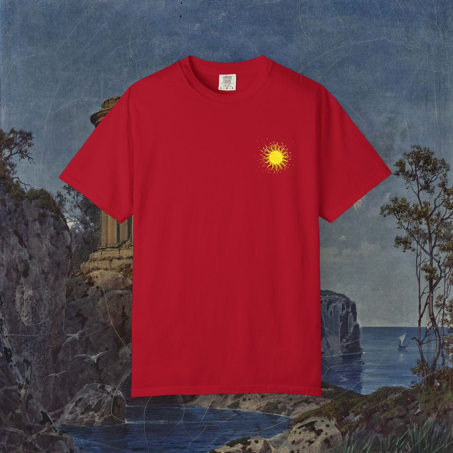 Vitality Sunrise Embroidered T-Shirt Printify