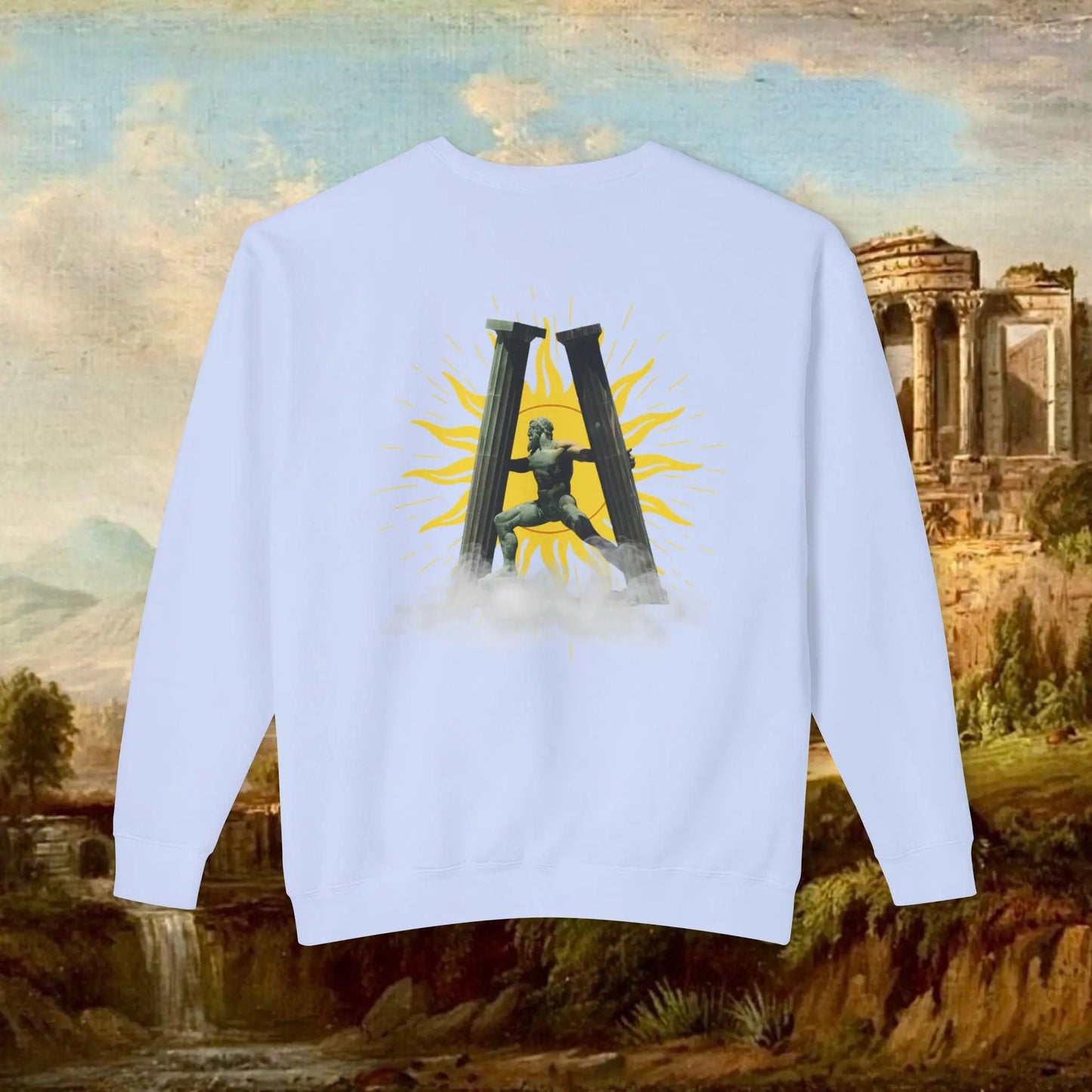 Sunrise pillars of Hercules crew neck Printify