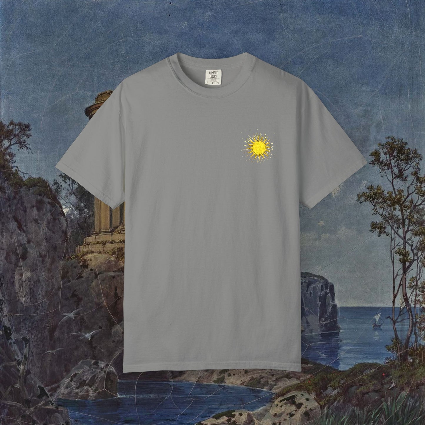 Vitality Sunrise Embroidered T-Shirt Printify