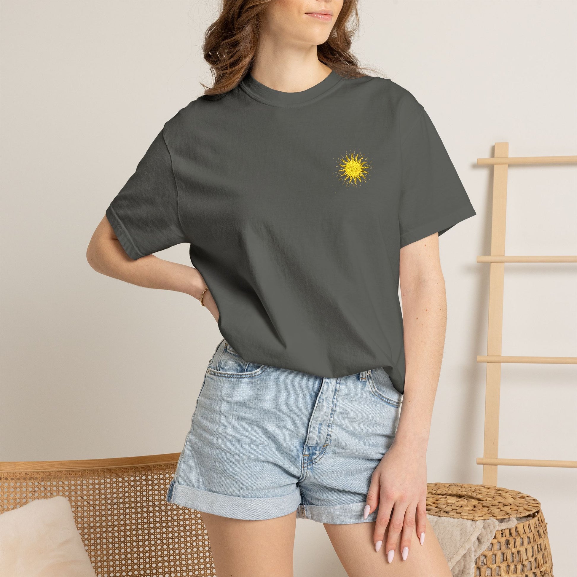 Vitality Sunrise Embroidered T-Shirt Printify