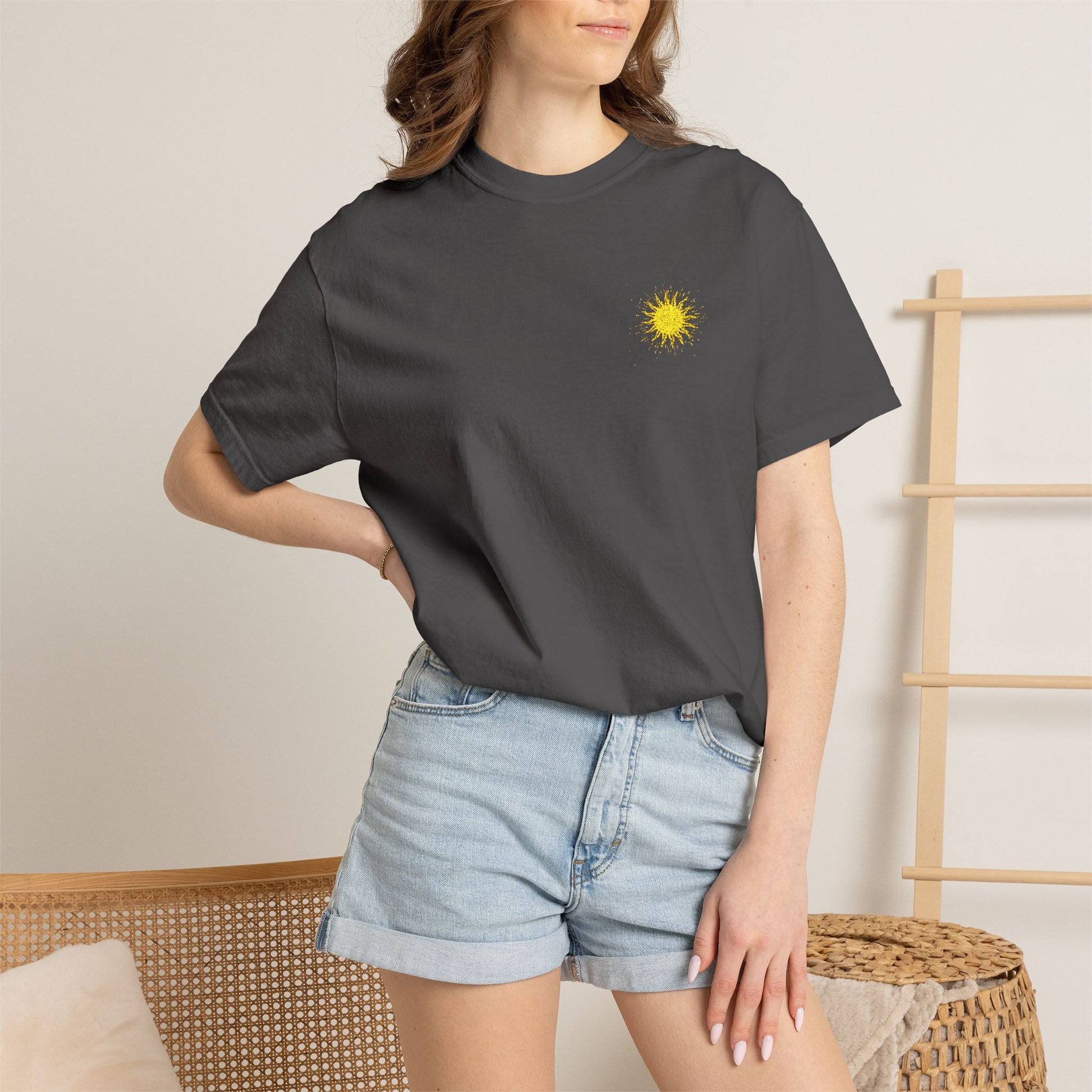 Vitality Sunrise Embroidered T-Shirt Printify