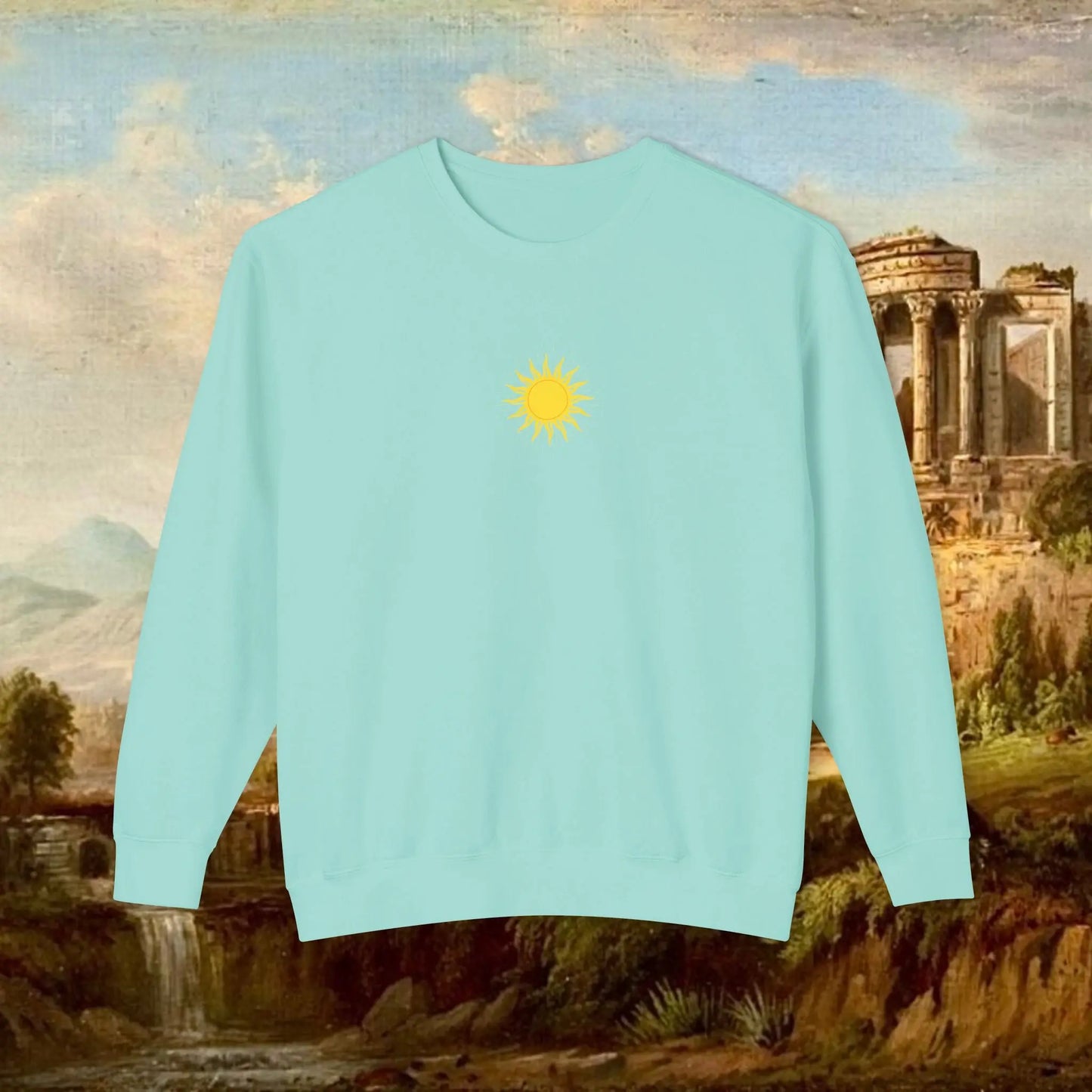 Sunrise pillars of Hercules crew neck Printify