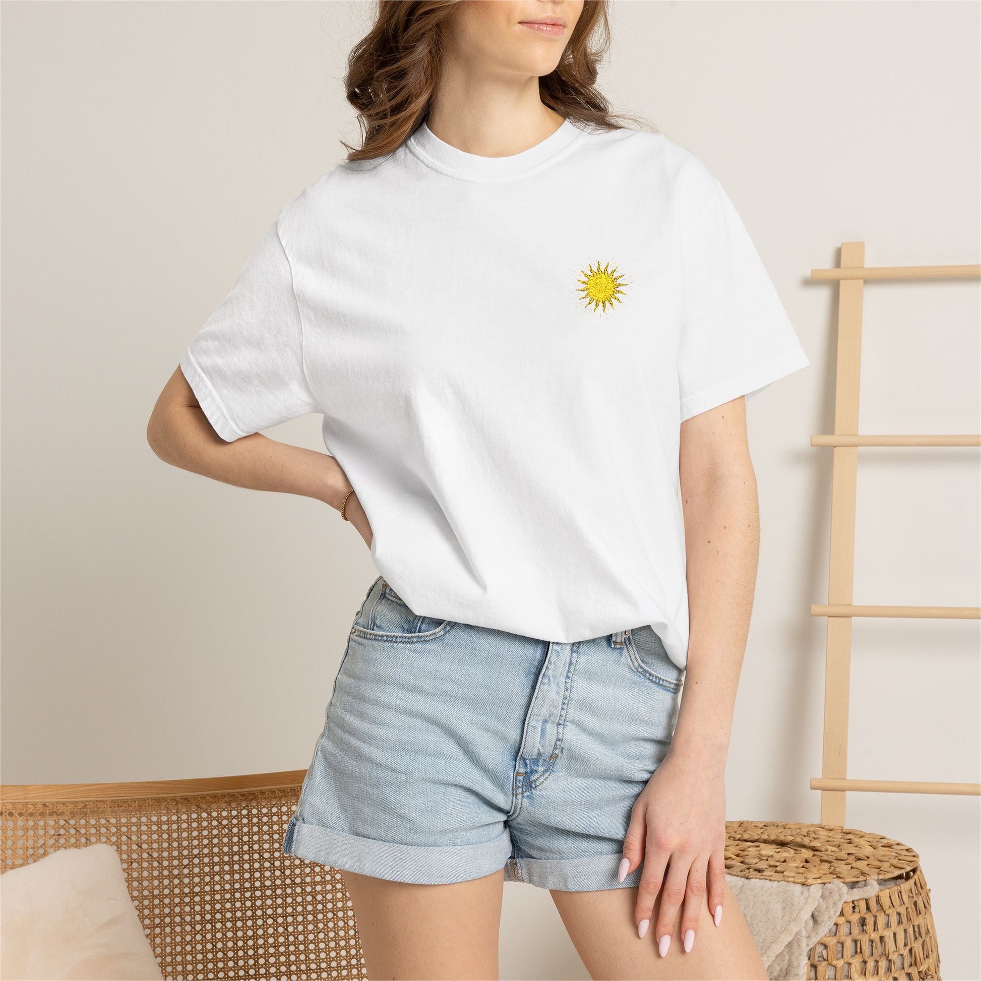 Vitality Sunrise Embroidered T-Shirt Printify